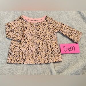 ❤️ NWOT BabyGAP Long Sleeve Pink Cheetah Print Shirt, 3-6 Months